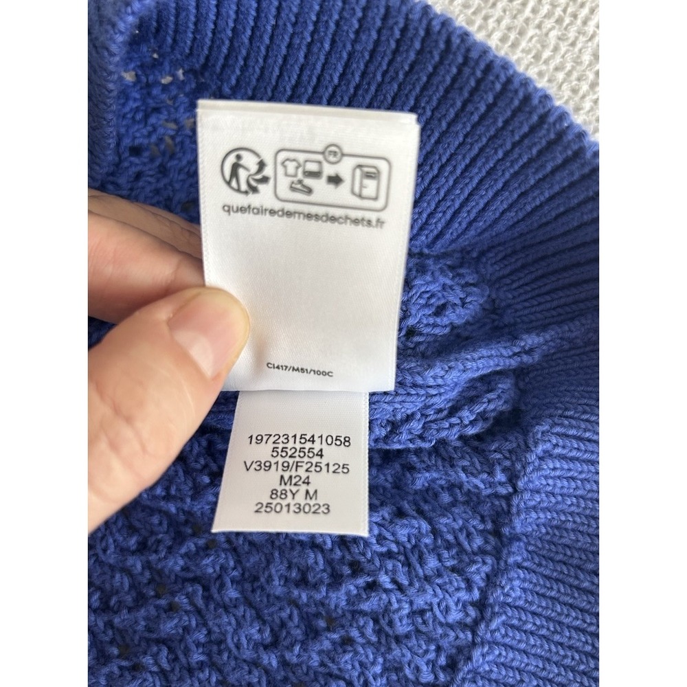 Lands End Women's Cotton Cable Puff Sleeve Crew Neck Sweater Short Sleeve Sz M - Picture 6 of 7